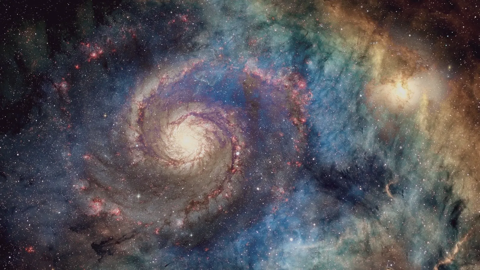 Leuchtende Spiralgalaxie im Sternenhimmel
